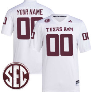 Custom Texas A&M Aggies Jersey Name and Number College Football White Premier