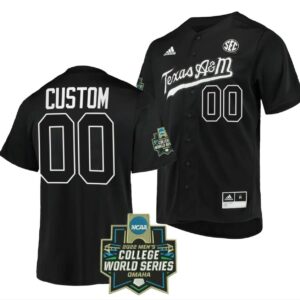 Custom Texas Aggies Jersey Baseball Name and Number NCAA College 2022 College World Series Black