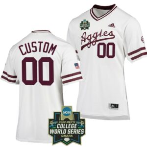 Custom Texas Aggies Jersey Baseball Name and Number NCAA College 2022 College World Series White SEC