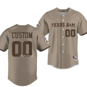 Custom Texas Aggies Jersey Baseball Name and Number NCAA College Khaki Alternate Corps of Cadets
