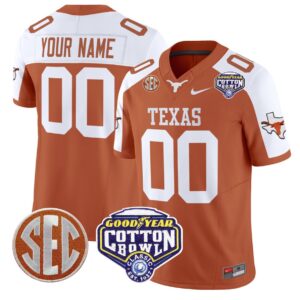 Custom Texas Longhorns Jersey Name, Number Cotton Bowl Patch Football All Stitched