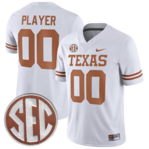 Custom Texas Longhorns Jersey Name and Number College Football White Away Game