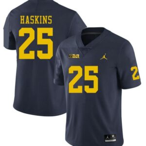 Michigan Wolverines #25 Hassan Haskins Navy College Football Jersey
