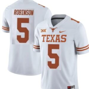 Bijan Robinson Texas Jersey #5 NCAA College Football White XII Patch