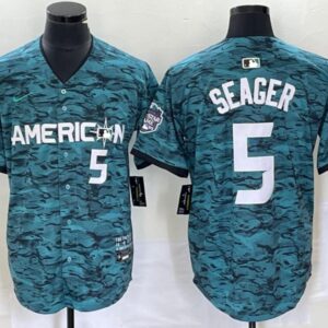 Men's Or Youth Corey Seager #5 American League 2023 All-Star Limited Jersey Teal Christmas Gift