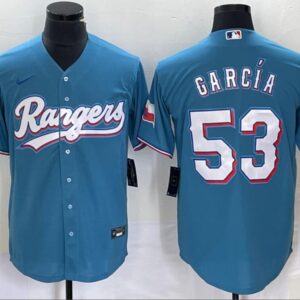 Men's Or Youth Adolis Garcia #53 Texas Rangers Home Blank Jersey - Light Blue Christmas Gift