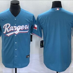 Men's Or Youth Texas Rangers Home Blank Jersey - Light Blue Christmas Gift