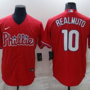 Men's Or Youth JT Realmuto #10 Philadelphia Phillies Home Jersey - Red Christmas Gift