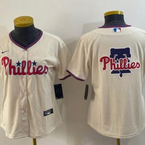 Women's Or Youth Philadelphia Phillies Home Jersey - Cream Christmas Gift