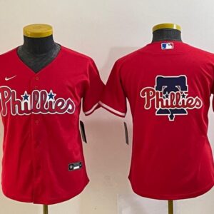 Women's Or Youth Philadelphia Phillies Home Jersey - Red Christmas Fans Gift