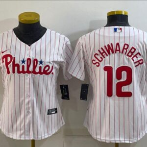 Women's Or Youth Kyle Schwarber #12 Philadelphia Phillies Home Jersey - White Christmas Gift