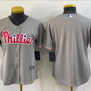 Women's Or Youth Philadelphia Phillies Home Jersey - Gray Christmas Fans Gift