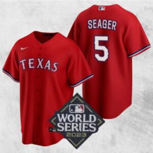 Men's Or Youth Corey Seager #5 Texas Rangers 2023 World Series Home Jersey Red Christmas Gift