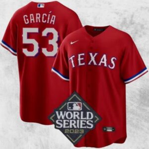 Men's Or Youth Adolis Garcia #53 Texas Rangers 2023 World Series Home Jersey Red Christmas Gift