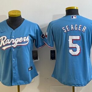 Women's Or Youth Corey Seager #5 Texas Rangers Home Jersey Light Blue Christmas Gift