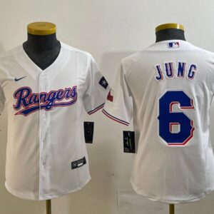 Youth Josh Jung #6 Texas Rangers Home Jersey White Christmas Gift