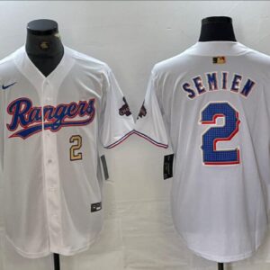 Men's Marcus Semien #2 Texas Rangers Chamionps Home Jersey White Christmas Gift