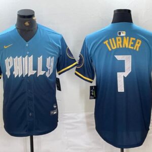 Men's Or Youth Trea Turner #7 Philadelphia Phillies 2024 City Connect Limited Player Jersey Blue