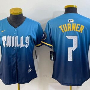 Women's Trea Turner #7 Philadelphia Phillies 2024 City Connect Limited Player Jersey Blue