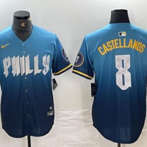 Men's Nick Castellanos #8 Philadelphia Phillies 2024 City Connect Limited Player Jersey Blue