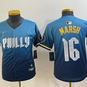 Youth Brandon Marsh #16 Philadelphia Phillies 2024 City Connect Limited Jersey Blue