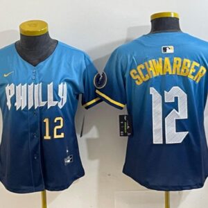 Youth Kyle Schwarber #12 Philadelphia Phillies 2024 City Connect Limited Jersey Blue