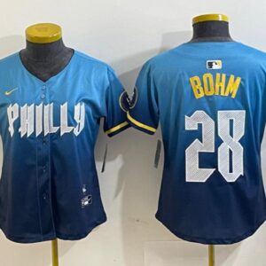 Women's Alec Bohm #28 Philadelphia Phillies 2024 City Connect Limited Player Jersey Blue