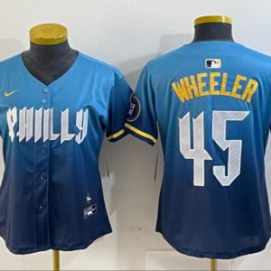 Women's Zack Wheeler #45 Philadelphia Phillies 2024 City Connect Limited Player Jersey Blue