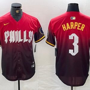 Men's Bryce Harper #3 Philadelphia Phillies 2024 City Connect Limited Player Jersey Red