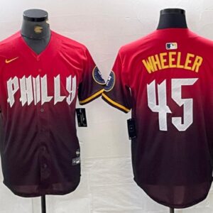 Men's Zack Wheeler #45 Philadelphia Phillies 2024 City Connect Limited Player Jersey Red