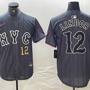 Men's Francisco Lindor #12 New York Mets 2024 City Connect Limited Player Jersey Graphite Gift