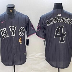 Men's Francisco Alvarez #4 New York Mets 2024 City Connect Limited Player Jersey Graphite Gift