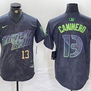 Men's Junior Caminero #13 Tampa Bay Rays 2024 City Connect Limited Jersey Charcoal Gift