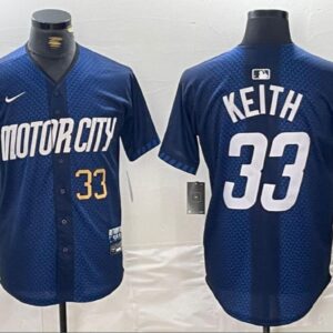 Men's Colt Keith #33 Detroit Tigers 2024 City Connect Limited Jersey Navy Christmas Gift