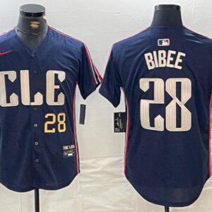 Men's Tanner Bibee #28 Cleveland Guardians 2024 City Connect Limited Jersey - Navy