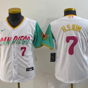 Youth H.S.KIM #7 San Diego Padres 2024 City Connect Limited Player Jersey - White