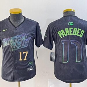 Youth Isaac Paredes #17 Tampa Bay Rays 2024 City Connect Limited Jersey Charcoal Gift
