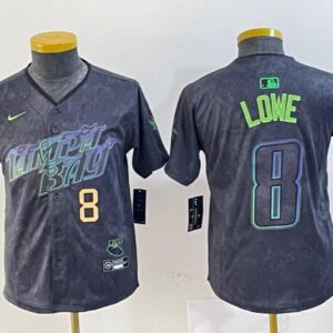 Youth Brandon Lowe #8 Tampa Bay Rays 2024 City Connect Limited Jersey Charcoal Gift