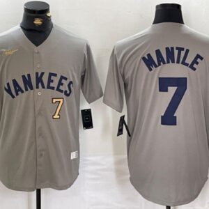 Men's Mickey Mantle #7 New York Yankees Away Limited Player Jersey - Gray Christmas Gift