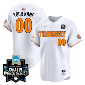 Custom Tennessee Volunteers Jersey 2024 College World Series Vapor Premier Baseball White