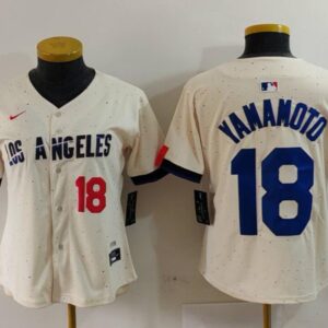 Women's Yoshinobu Yamamoto #18 Los Angeles Dodgers Home Jersey Cream Christmas Gift