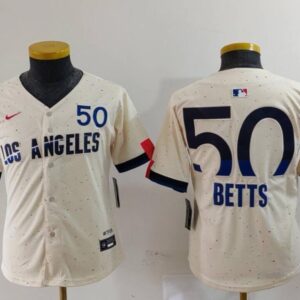 Youth Mookie Betts #50 Los Angeles Dodgers 2024 City Connect Limited Player Jersey - Cream