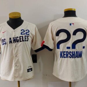 Women's Clayton Kershaw #22 Los Angeles Dodgers 2024 City Connect Limited Player Jersey - Cream