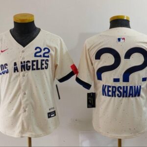 Youth Clayton Kershaw #22 Los Angeles Dodgers 2024 City Connect Limited Player Jersey - Cream