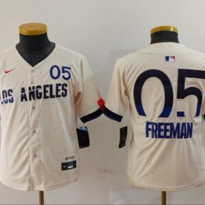 Youth Freddie Freeman #5 Los Angeles Dodgers 2024 City Connect Limited Player Jersey - Cream