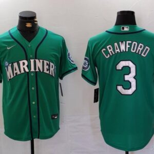 Men's JP Crawford #3 Seattle Mariners Home Limited Player Jersey - Aqua Christmas Gift