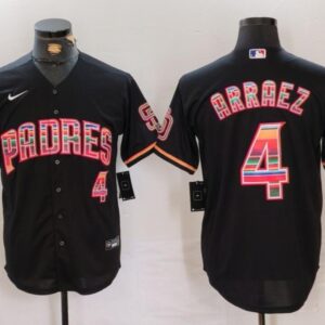 Men's Luis Arraez #4 San Diego Padres Home Player Fashion Jersey - Black Christmas Gift