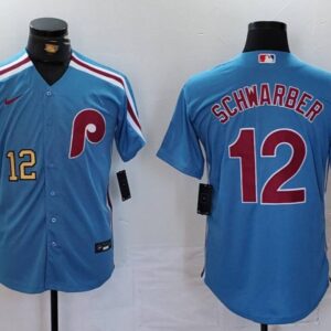 Men's Kyle Schwarber #12 Philadelphia Phillies Home Cooperstown Collection Jersey Royal Christmas Gift