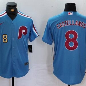 Men's Nick Castellanos #8 Philadelphia Phillies Home Cooperstown Collection Jersey Royal Christmas Gift