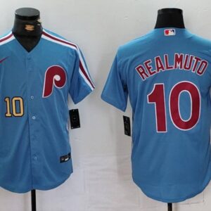 Men's J.T. Realmuto #10 Philadelphia Phillies Home Cooperstown Collection Jersey Royal Christmas Gift